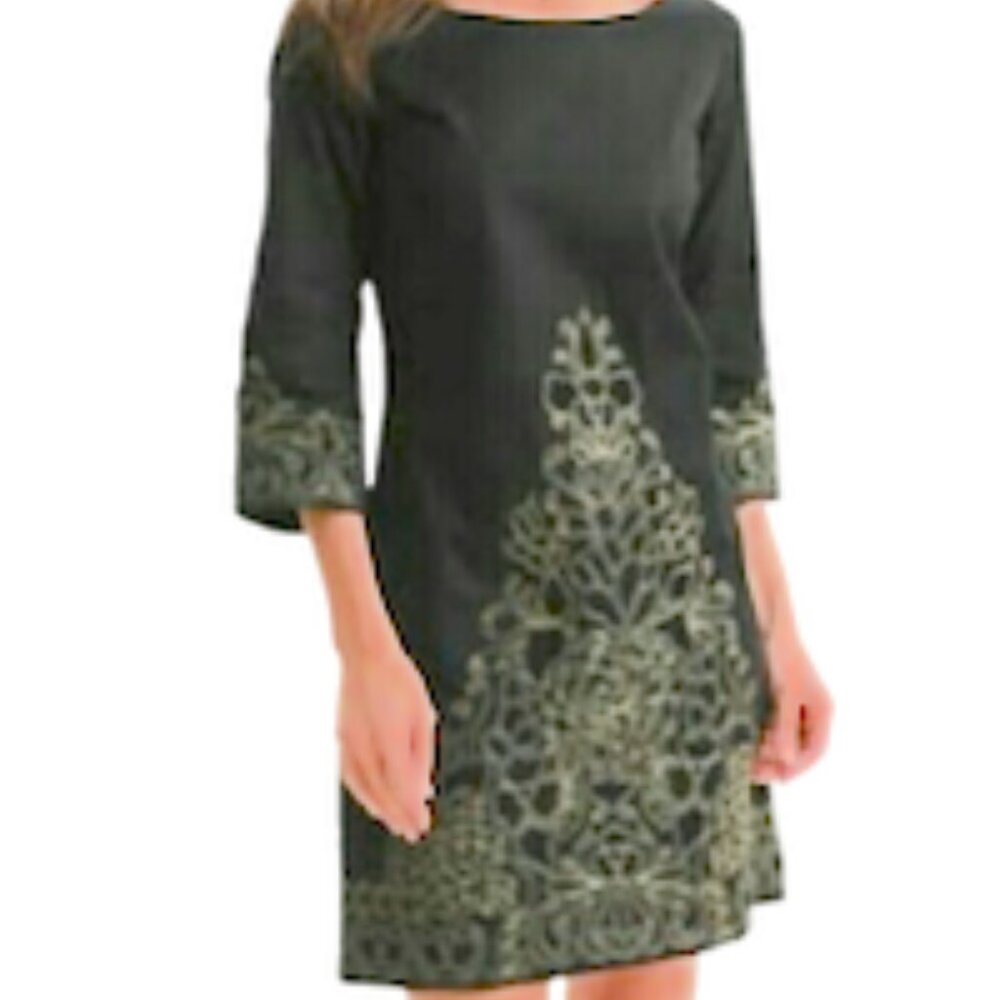 Lilly Pulitzer Shauna Tunic Dress Black Gold Embroidered